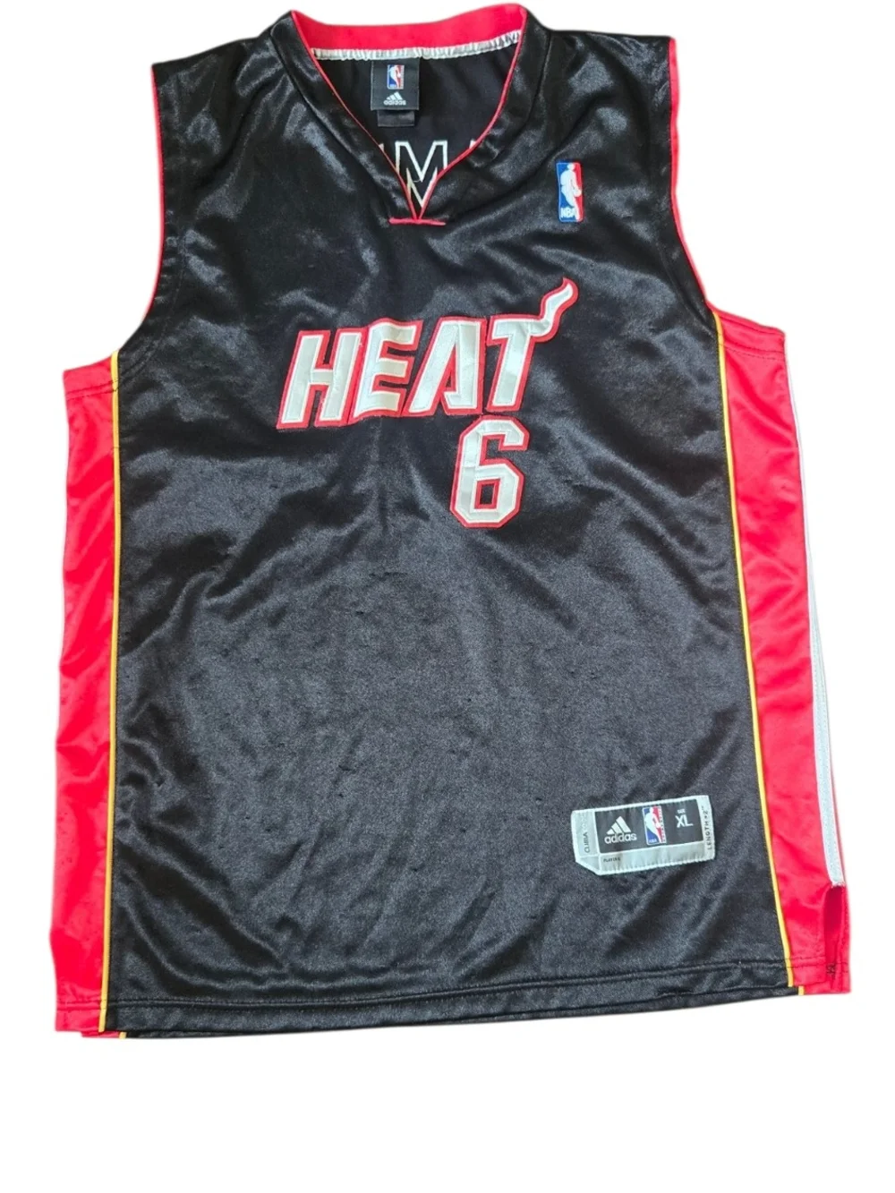 Vintage Adidas LeBron James Miami Heat Jersey Size XL Swingman Black Red NBA #41